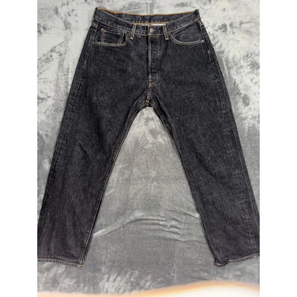 Mens 34x30 Levi's 501 Original Fit Jeans Black Excellent Straight Leg Denim